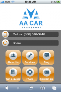 AA Car Transport Mobile Site